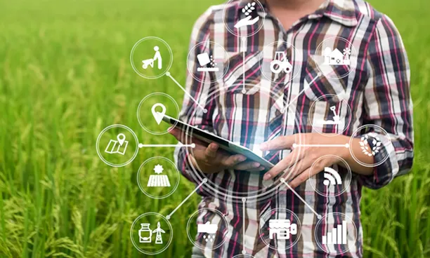 Agriculture technology farmer using tablet 