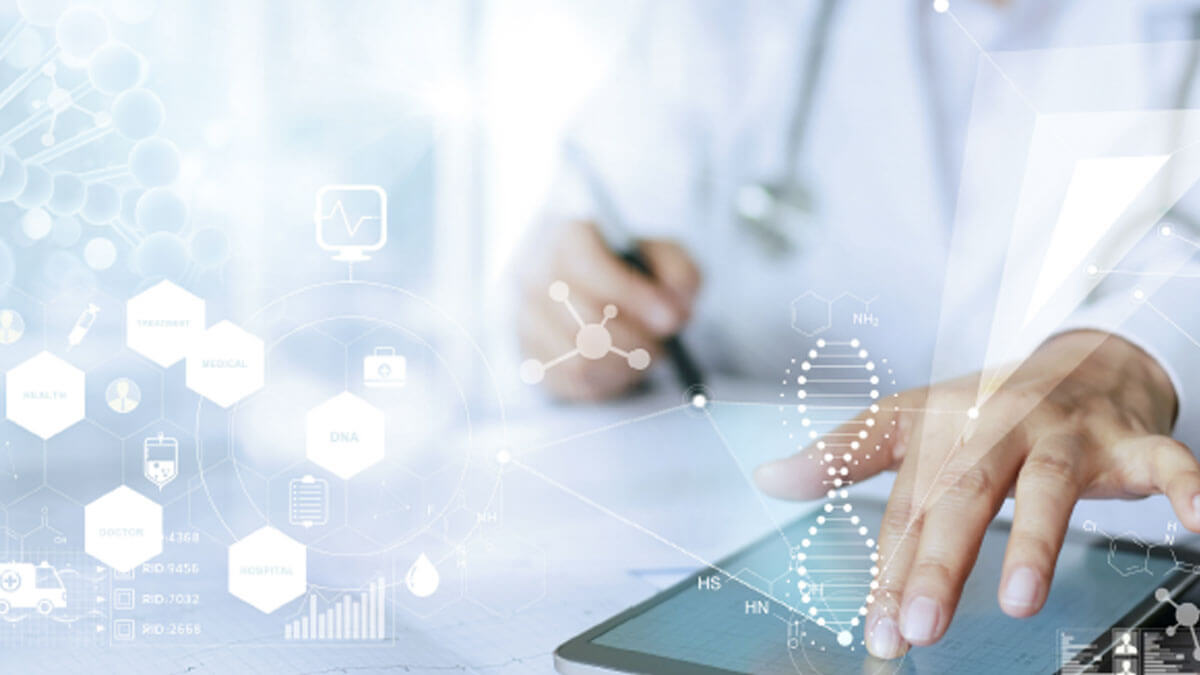 Doctor working on ipad