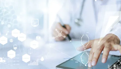 Doctor working on ipad